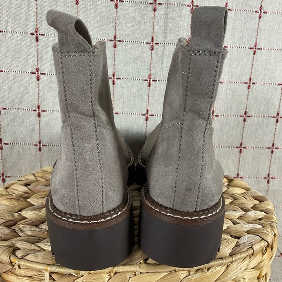 Nordstrom Rack Faux Suede Ankle Boots Thick Lug Sole Front Zip Women’s Sz 4 Nwob - Picture 4 of 8
